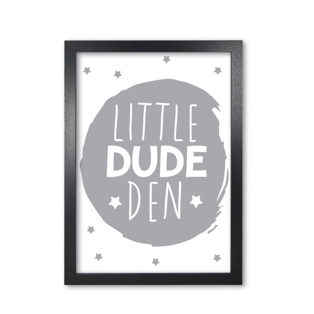 Little dude den grey circle modern fine art print, framed childrens nursey wall art poster