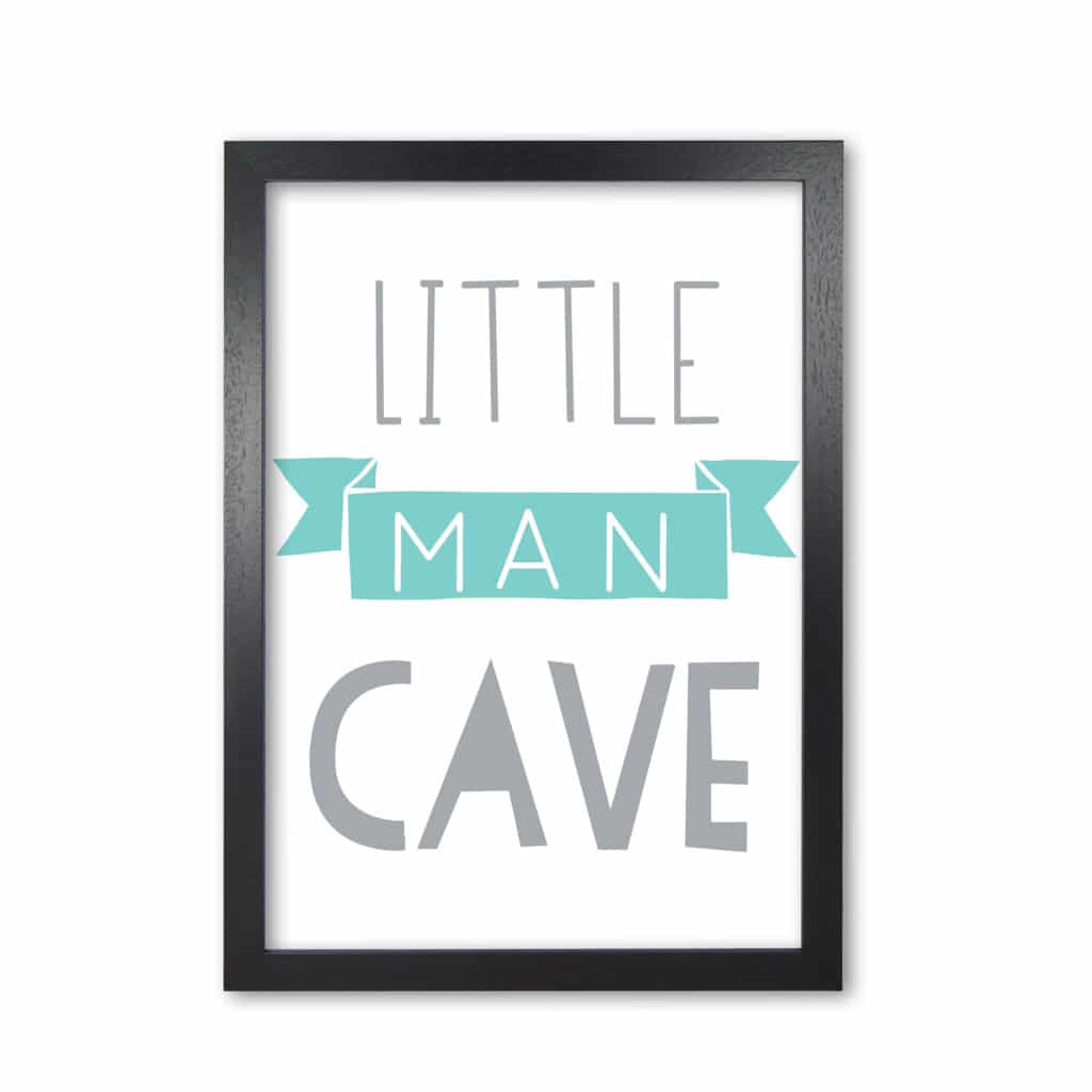 Little man cave mint banner modern fine art print, framed childrens nursey wall art poster