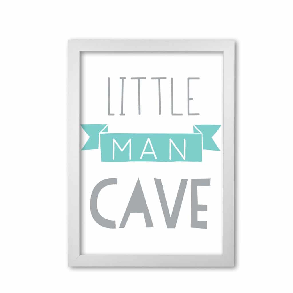 Little man cave mint banner modern fine art print, framed childrens nursey wall art poster