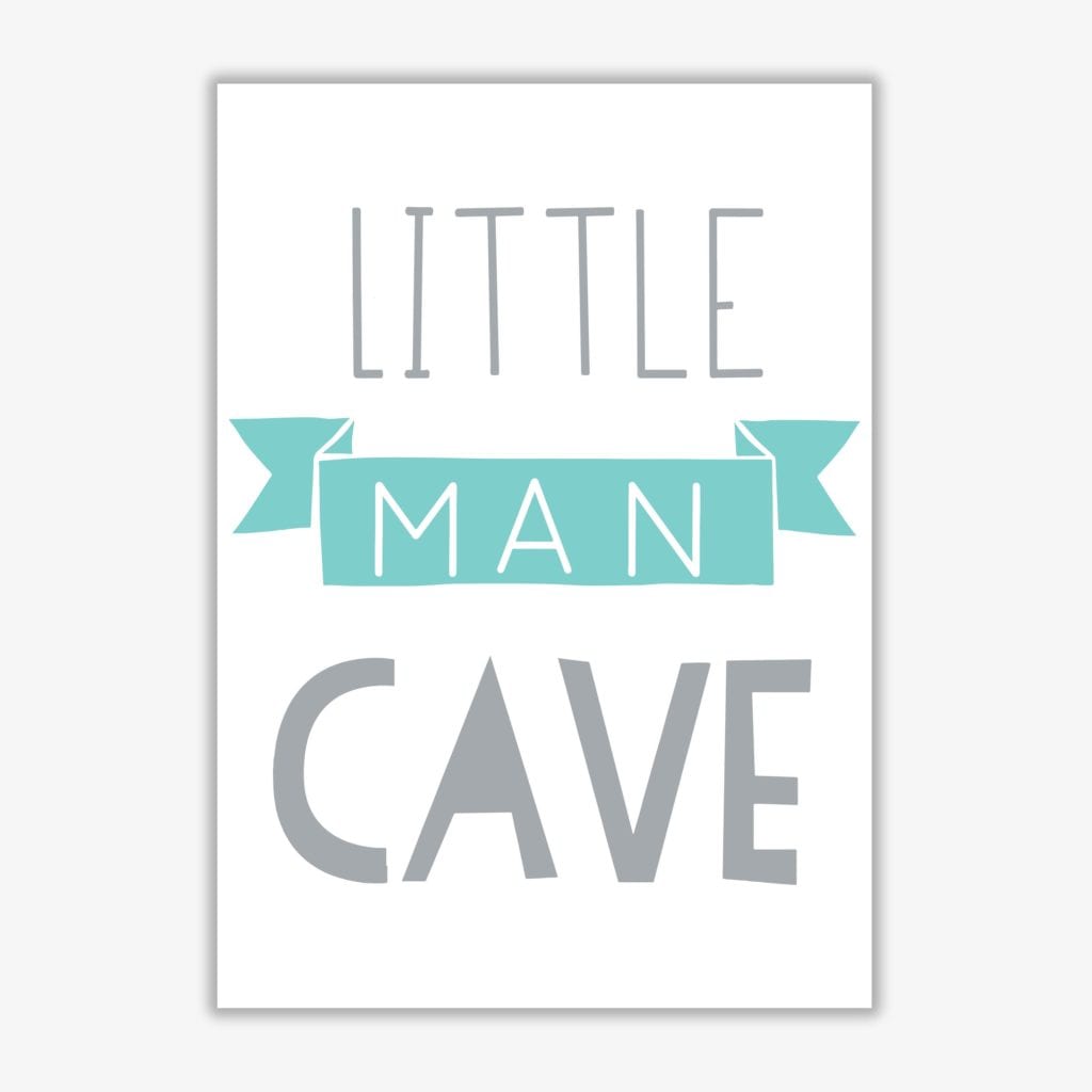 Little man cave mint banner modern fine art print, framed childrens nursey wall art poster