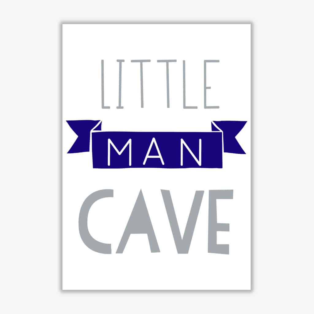 Little man cave navy banner modern fine art print, framed childrens nursey wall art poster