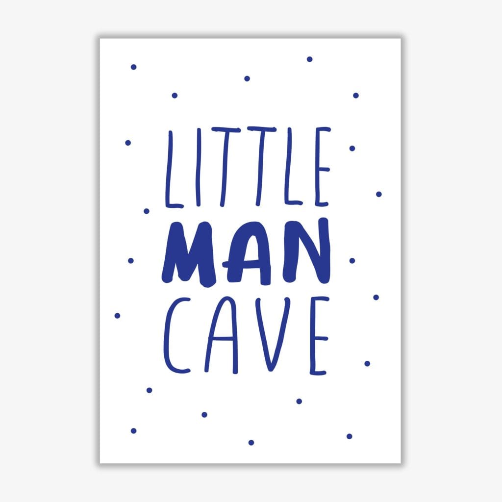 Little man cave navy dots modern fine art print, framed childrens nursey wall art poster