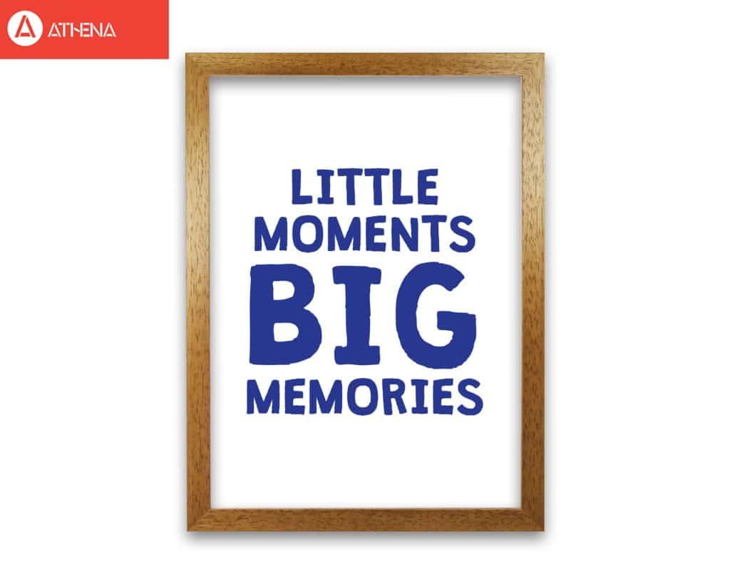 Little moments big memories navy modern fine art print, framed childrens nursey wall art poster