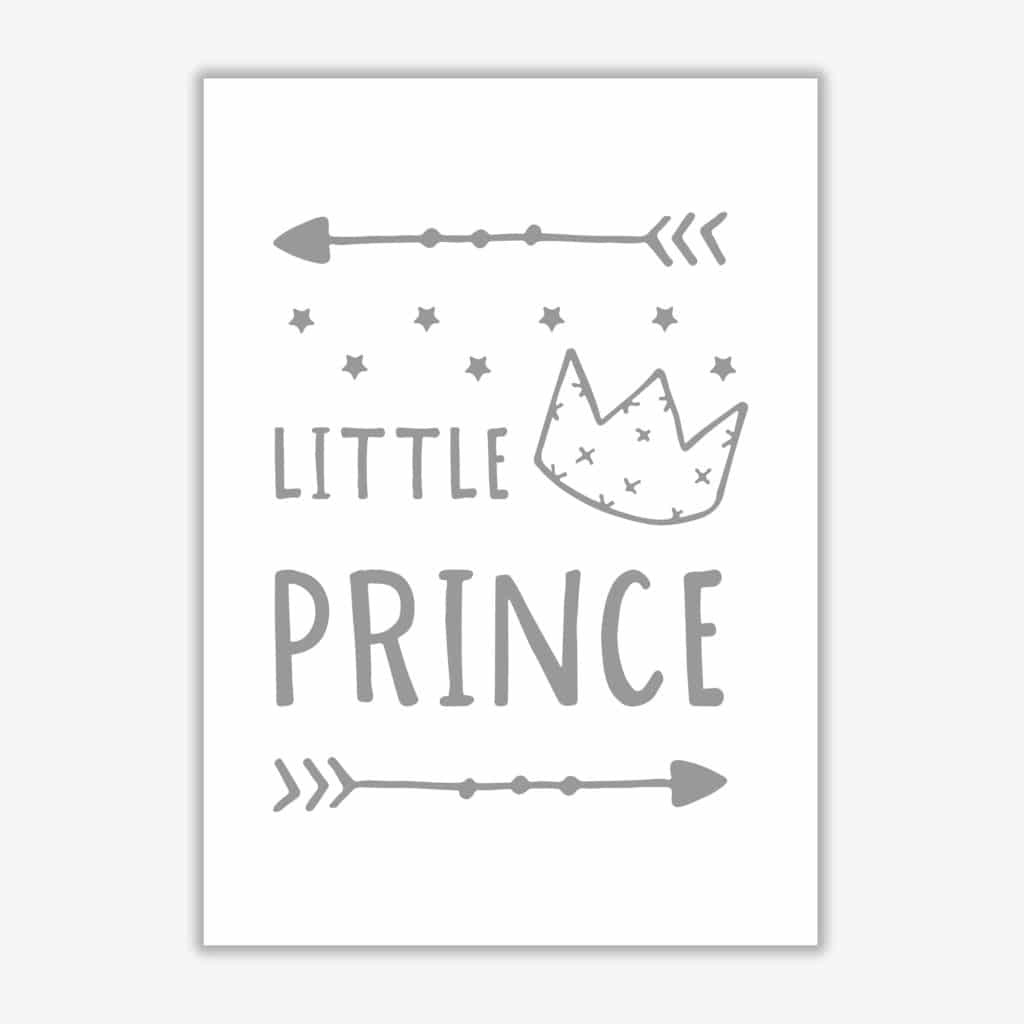 Little prince grey modern fine art print, framed childrens nursey wall art poster