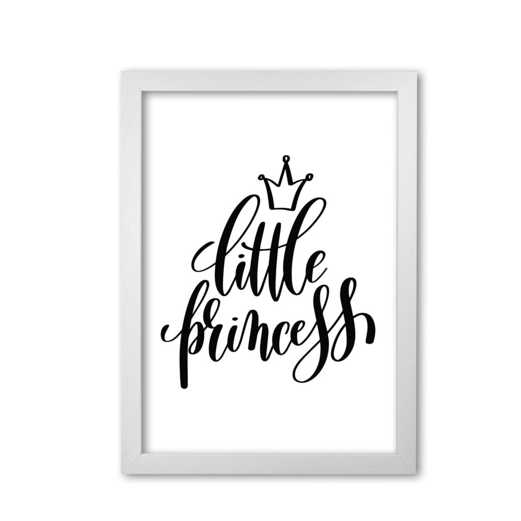 Little princess black modern fine art print, framed childrens nursey wall art poster