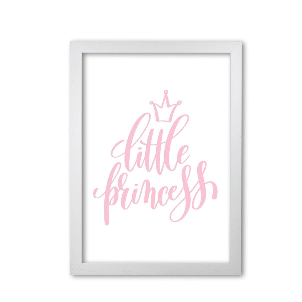 Little princess pink modern fine art print, framed childrens nursey wall art poster