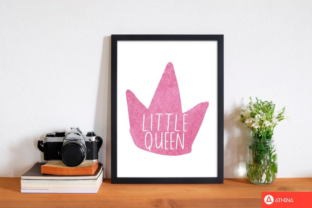 Little queen pink crown watercolour modern fine art print