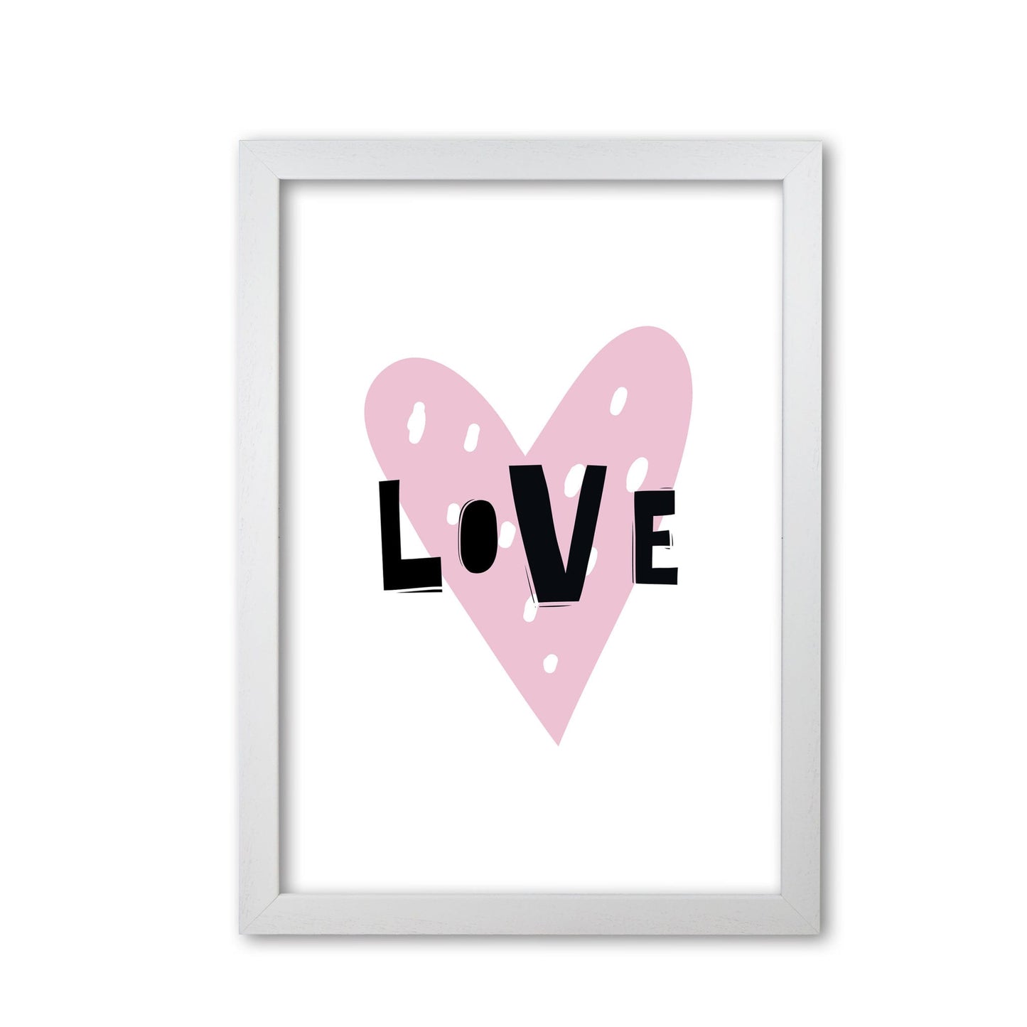 Love heart scandi modern fine art print, framed typography wall art