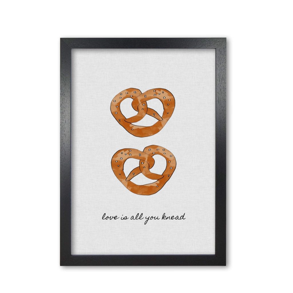 Love is all you knead fine art print by orara studio, framed kitchen wall art