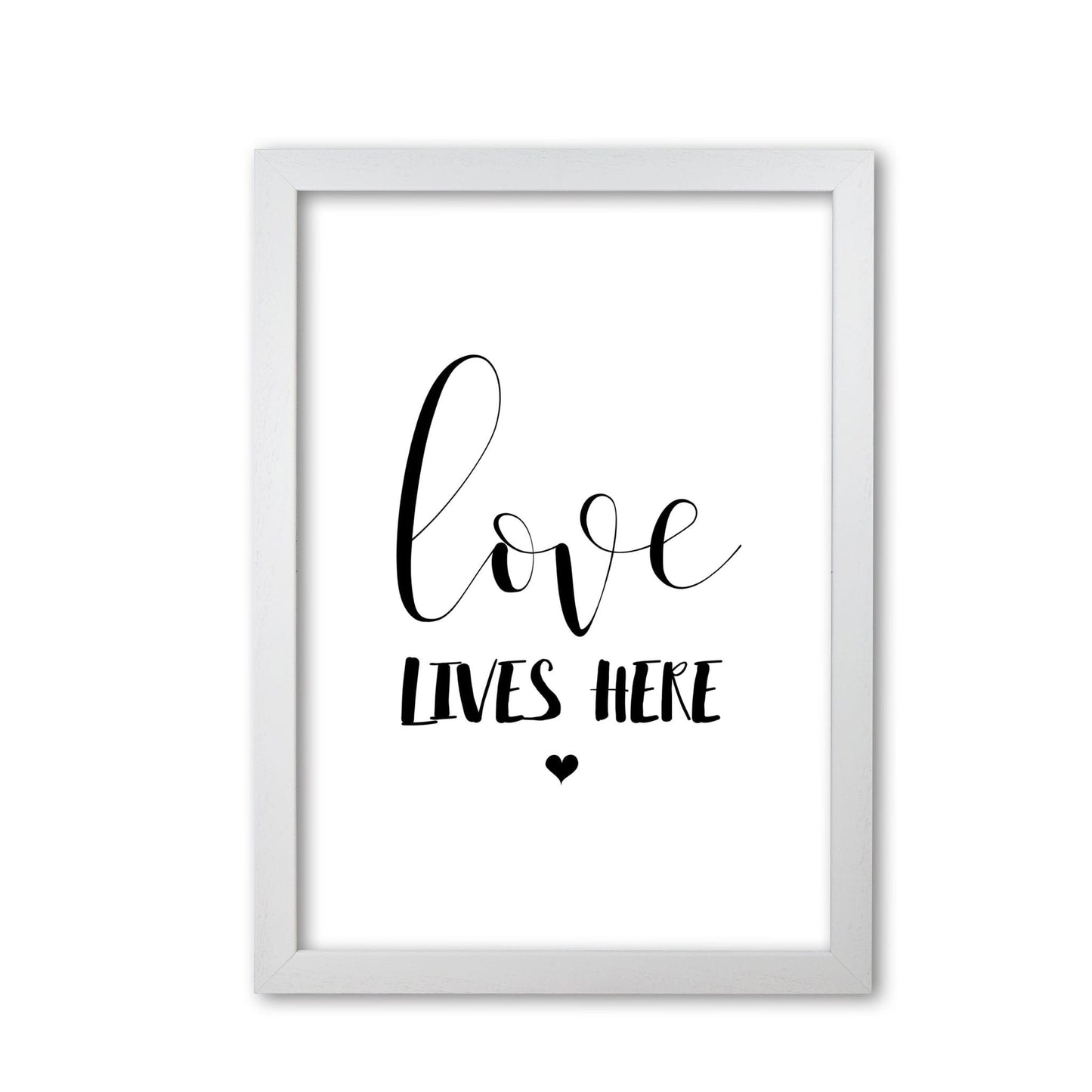 Love lives here modern fine art print, framed typography wall art
