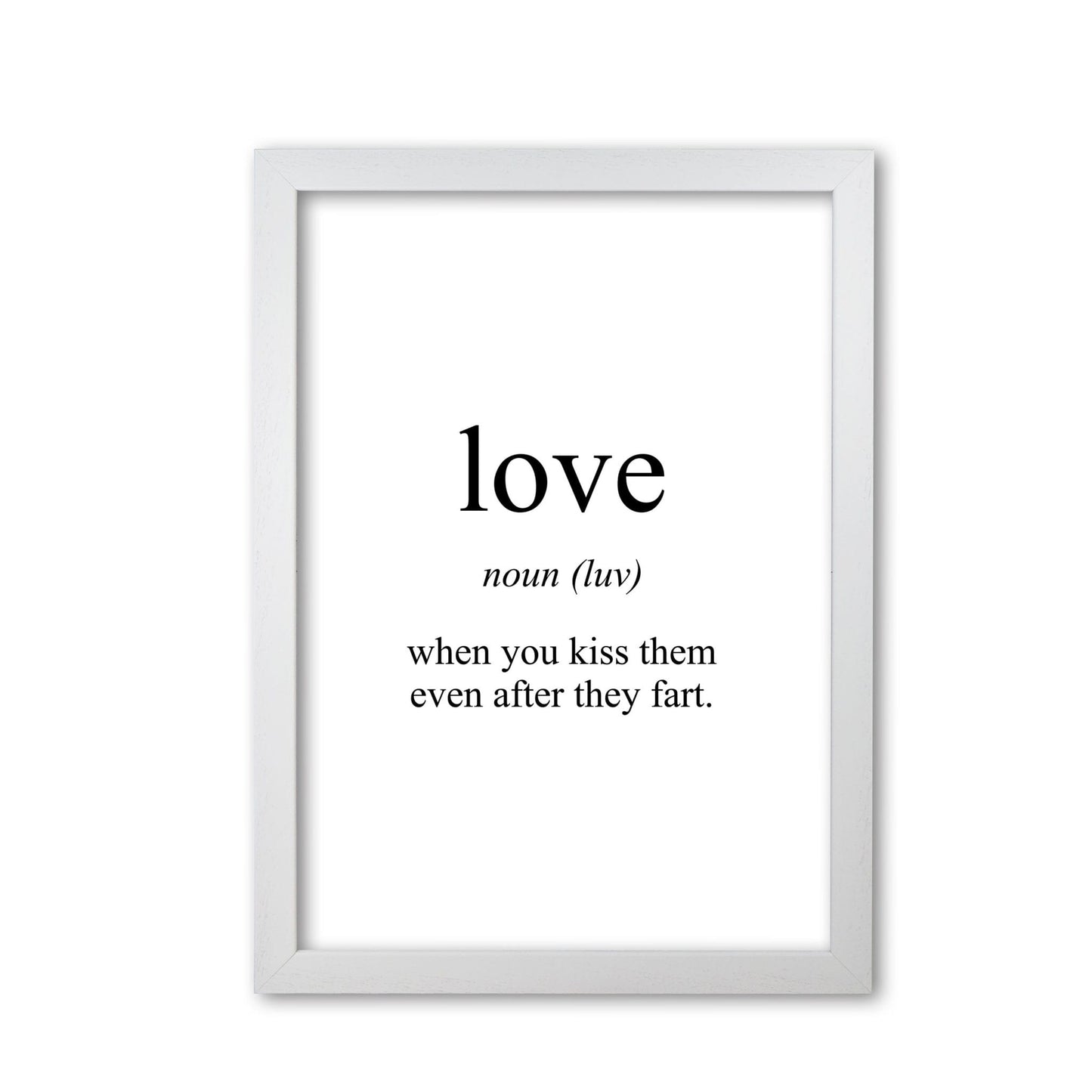 Love modern fine art print, framed typography wall art