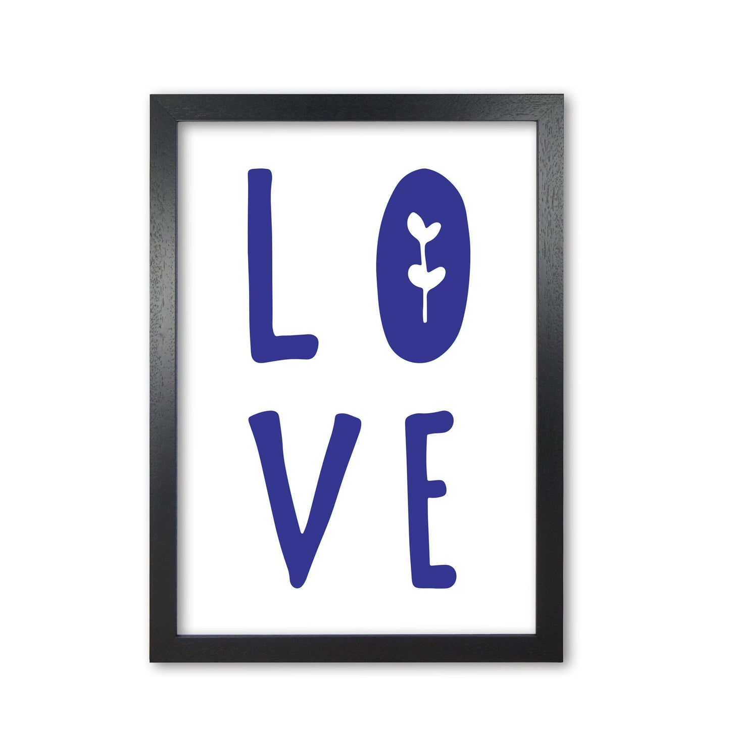 Love navy modern fine art print, framed typography wall art