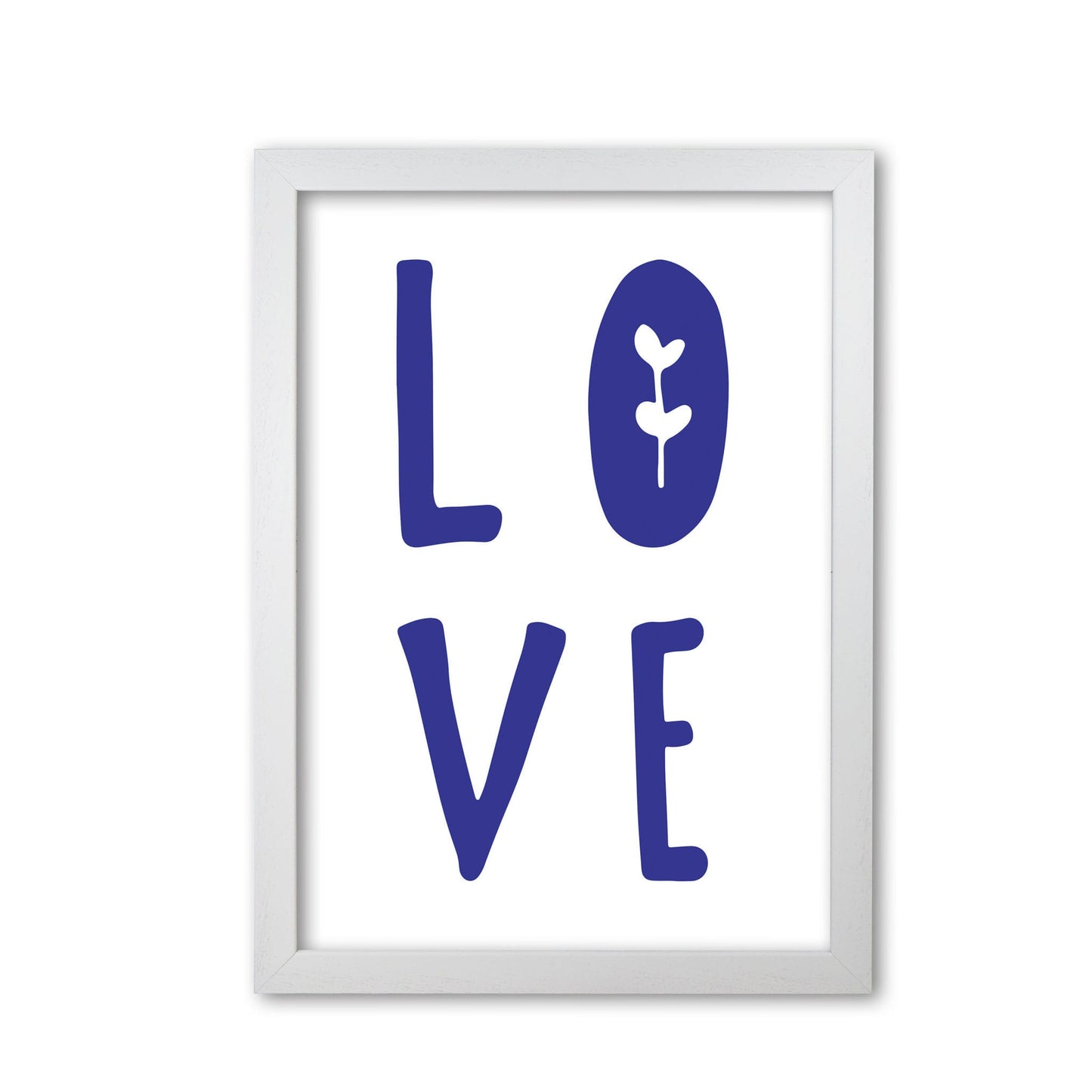 Love navy modern fine art print, framed typography wall art