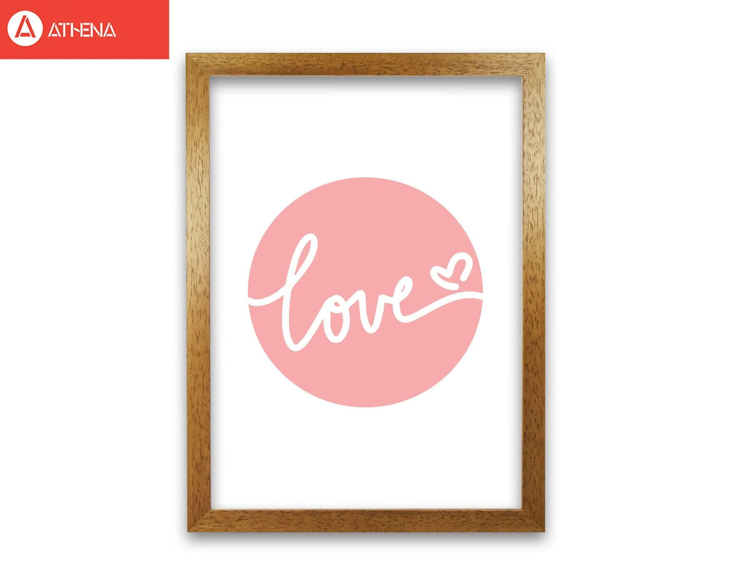 Love pink circle modern fine art print, framed typography wall art