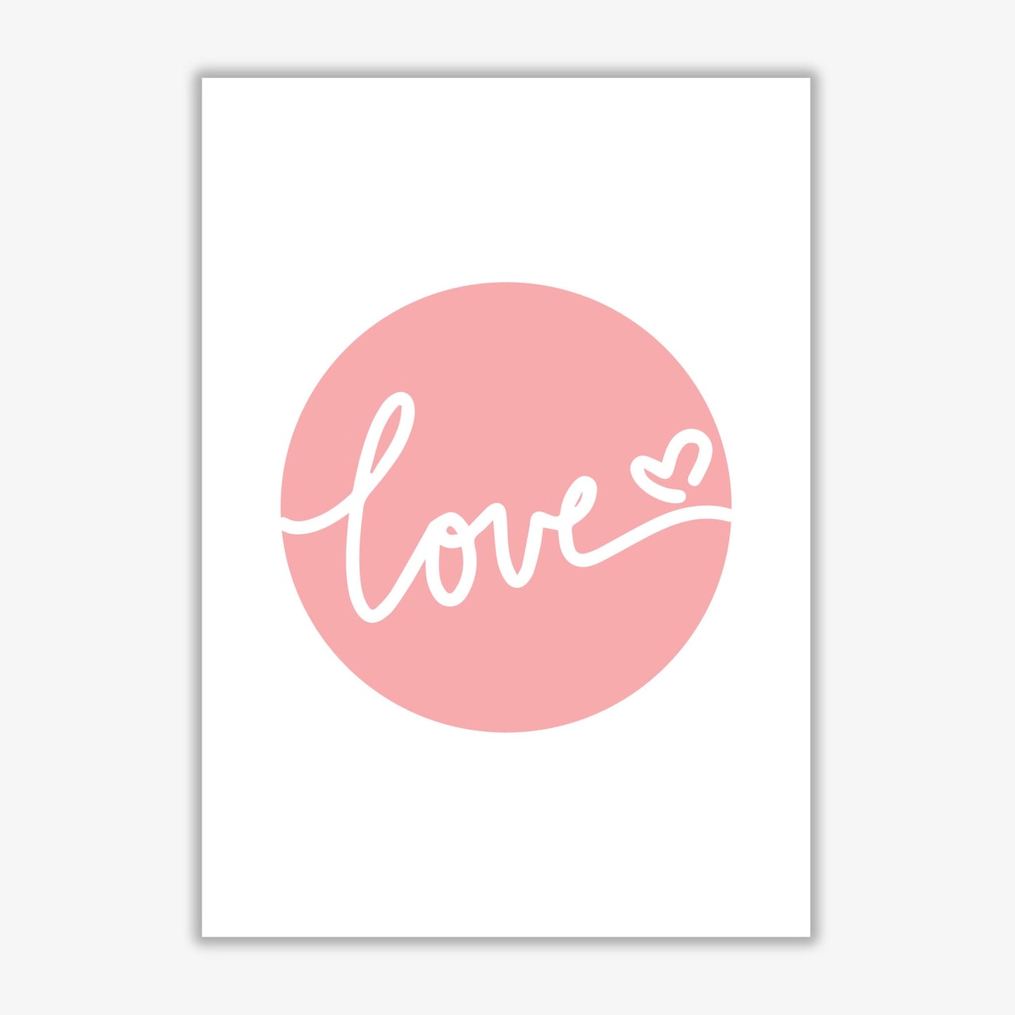Love pink circle modern fine art print, framed typography wall art