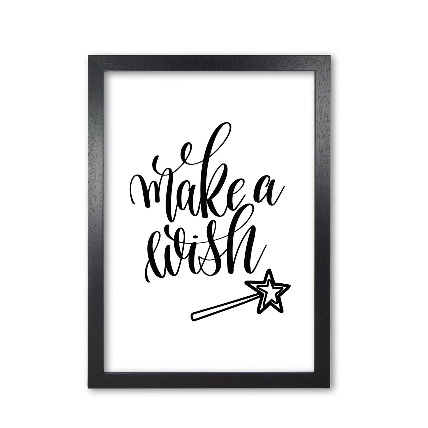Make a wish black modern fine art print, framed typography wall art