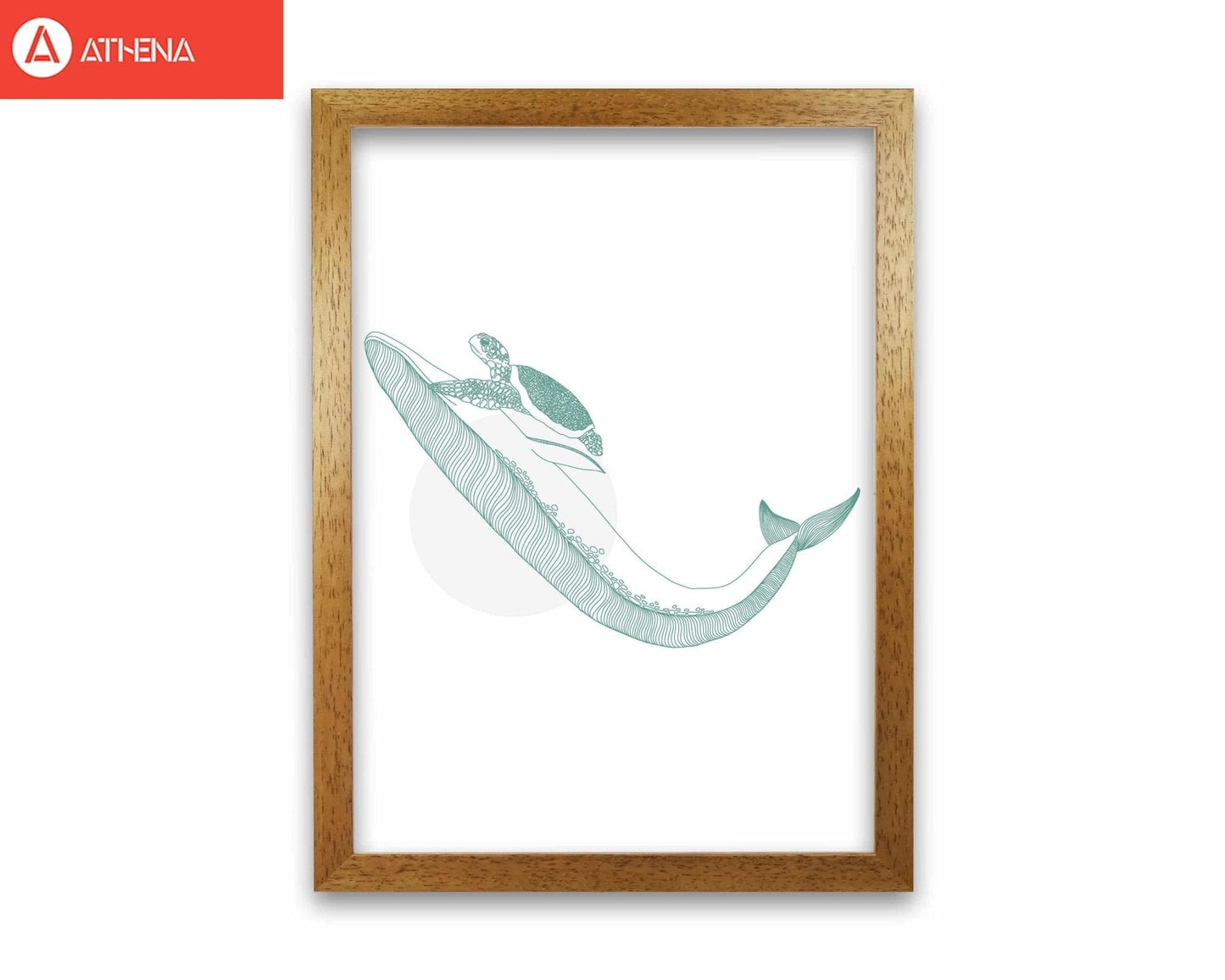 Marine animals whale and turtle modern fine art print