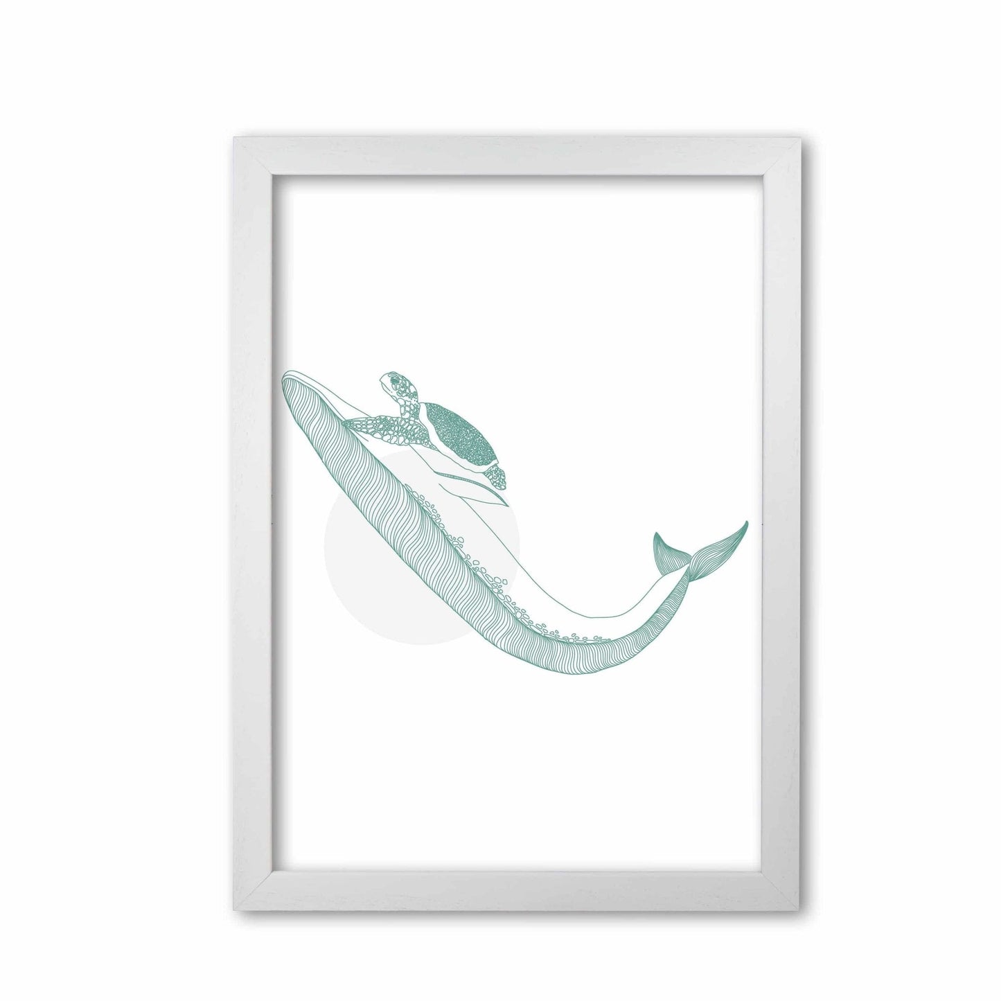 Marine animals whale and turtle modern fine art print