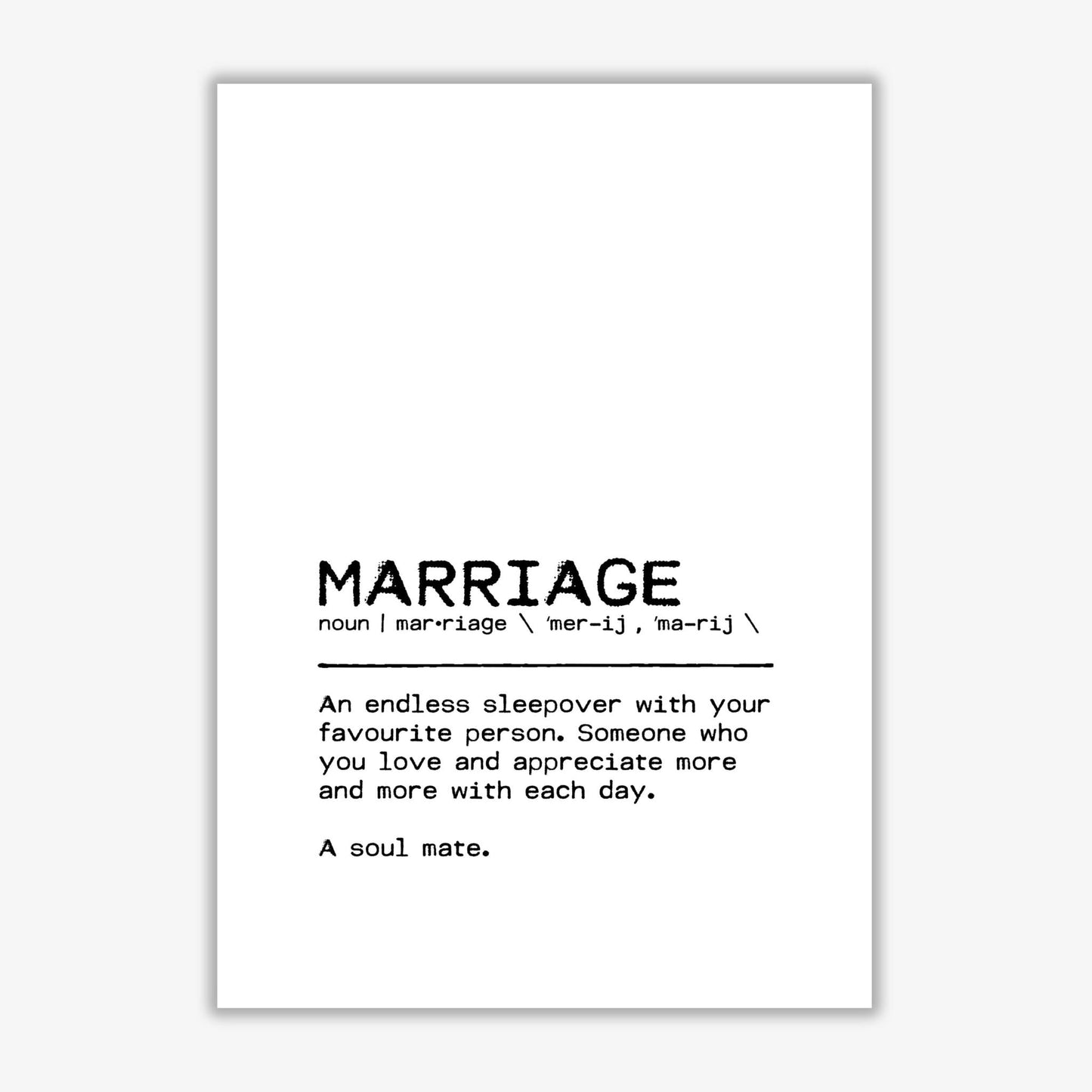 Marriage sleepover definition quote fine art print by orara studio