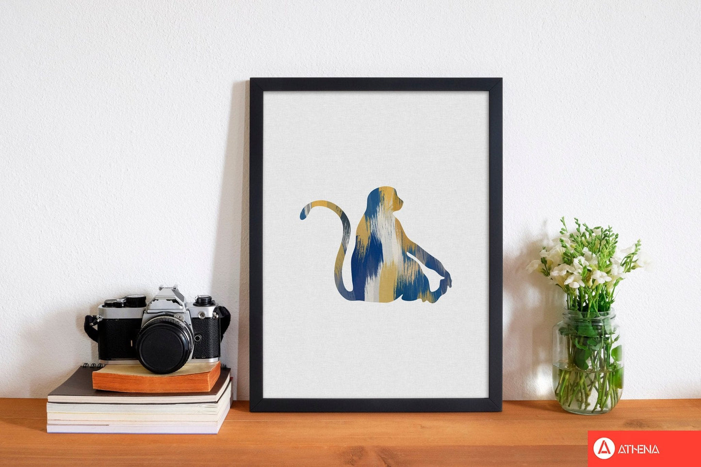 Monkey blue & yellow fine art print by orara studio