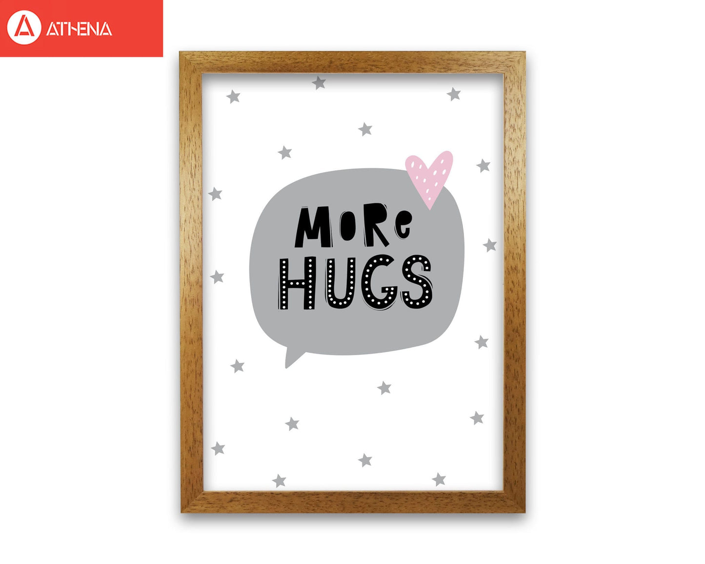 More hugs speech bubble modern fine art print, framed typography wall art