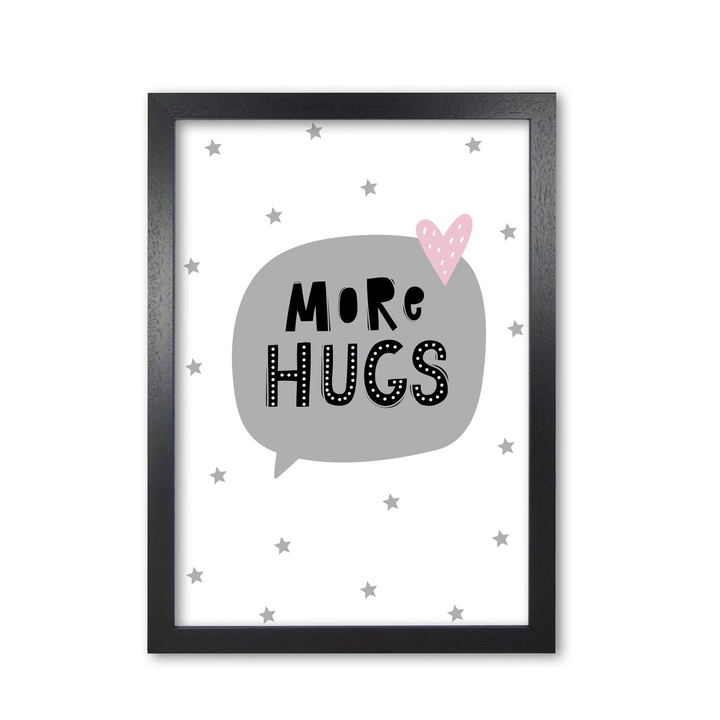 More hugs speech bubble modern fine art print, framed typography wall art