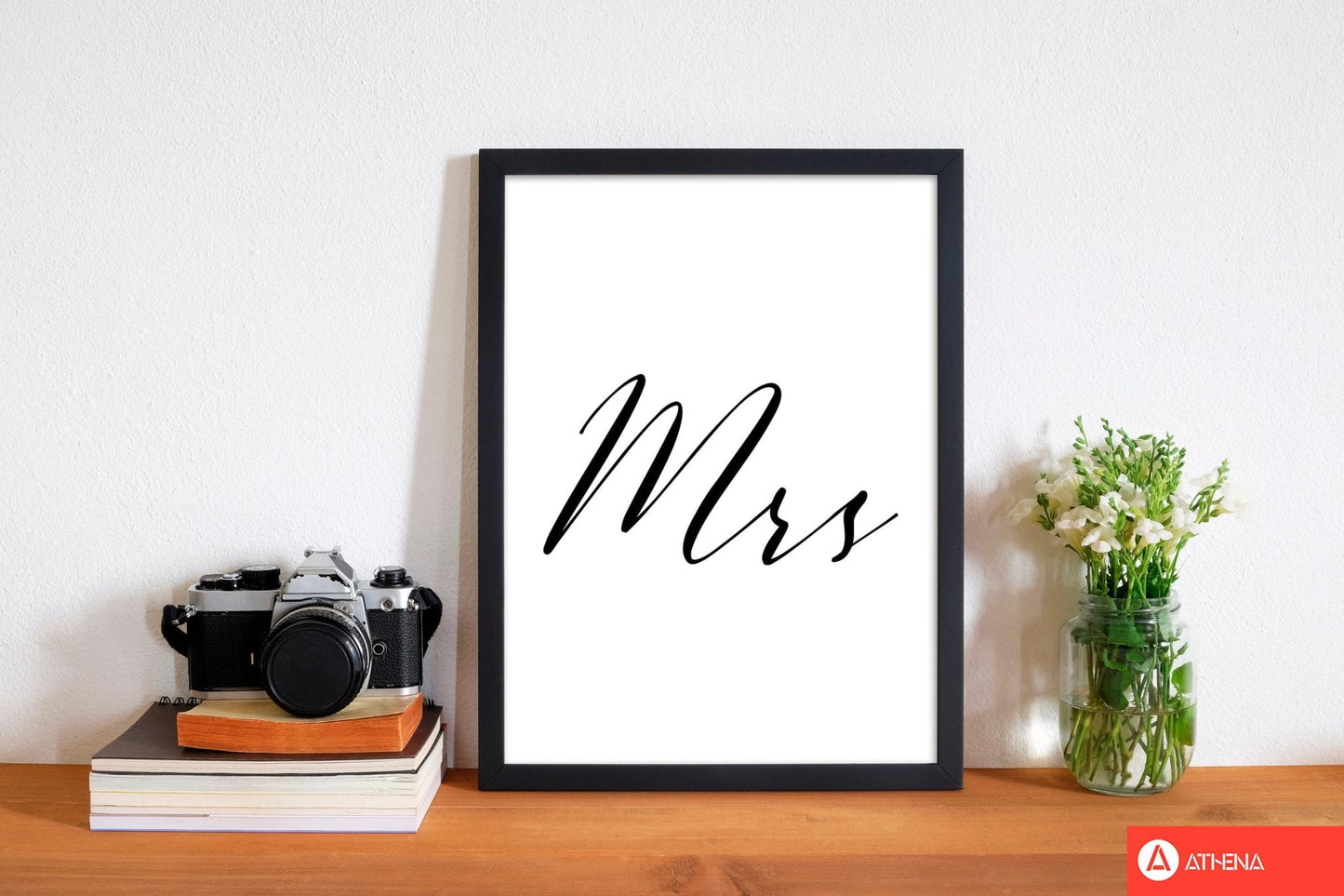Mrs modern fine art print, framed typography wall art