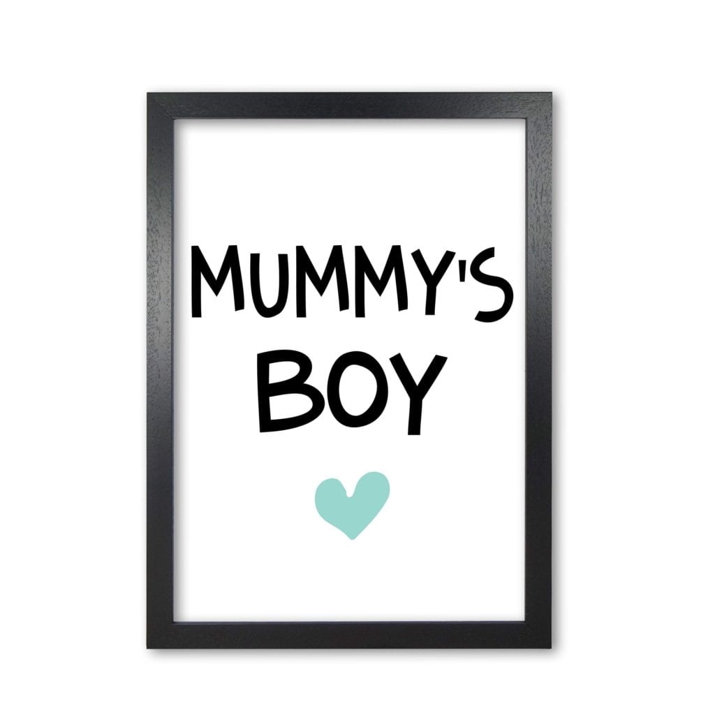 Mummy's boy mint modern fine art print, framed childrens nursey wall art poster