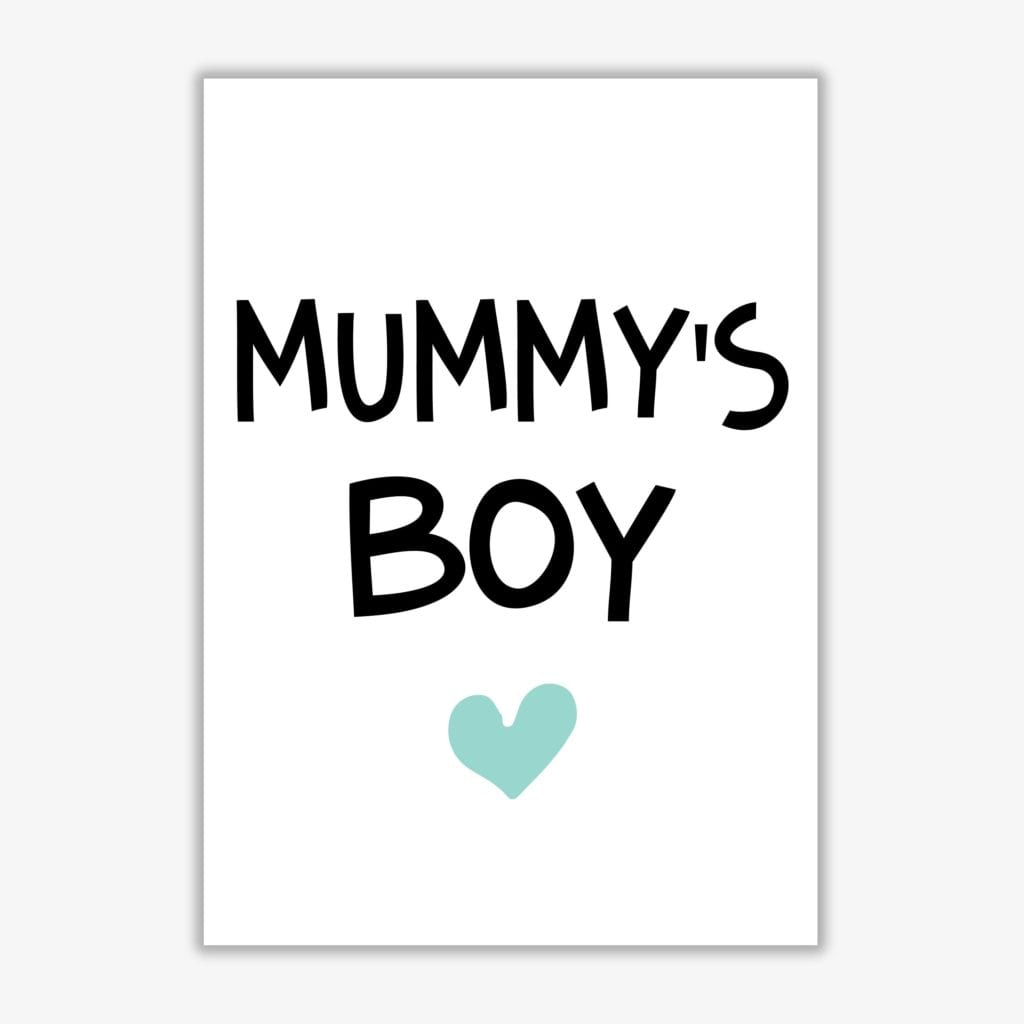 Mummy's boy mint modern fine art print, framed childrens nursey wall art poster