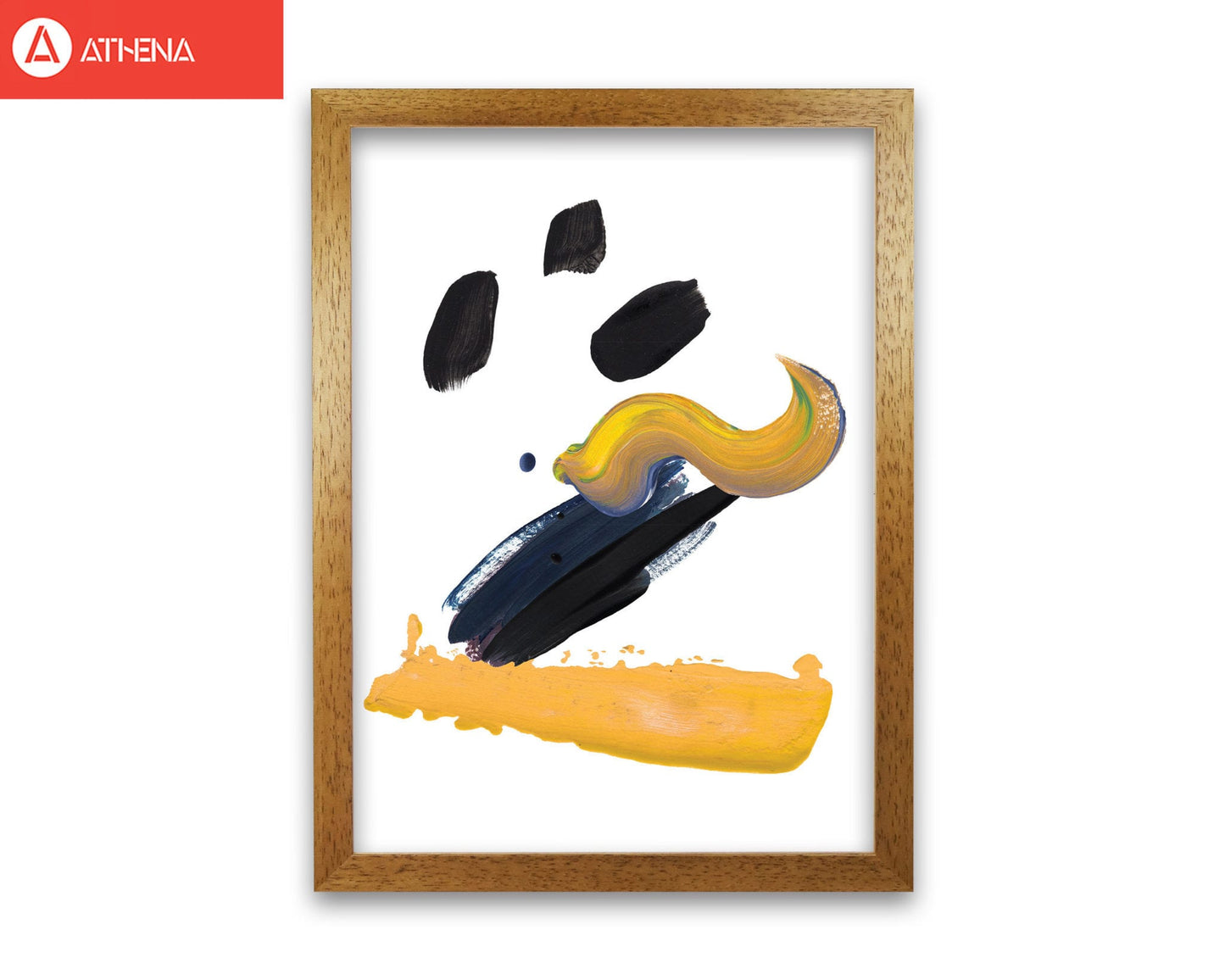 Mustard and black abstract paint strokes modern fine art print