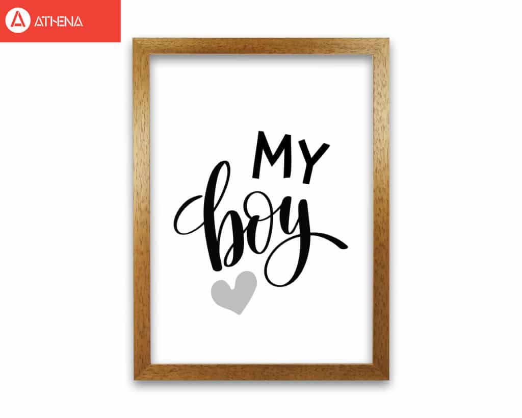 My boy black modern fine art print, framed childrens nursey wall art poster