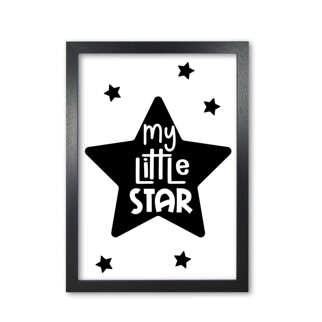 My little star black modern fine art print, framed childrens nursey wall art poster