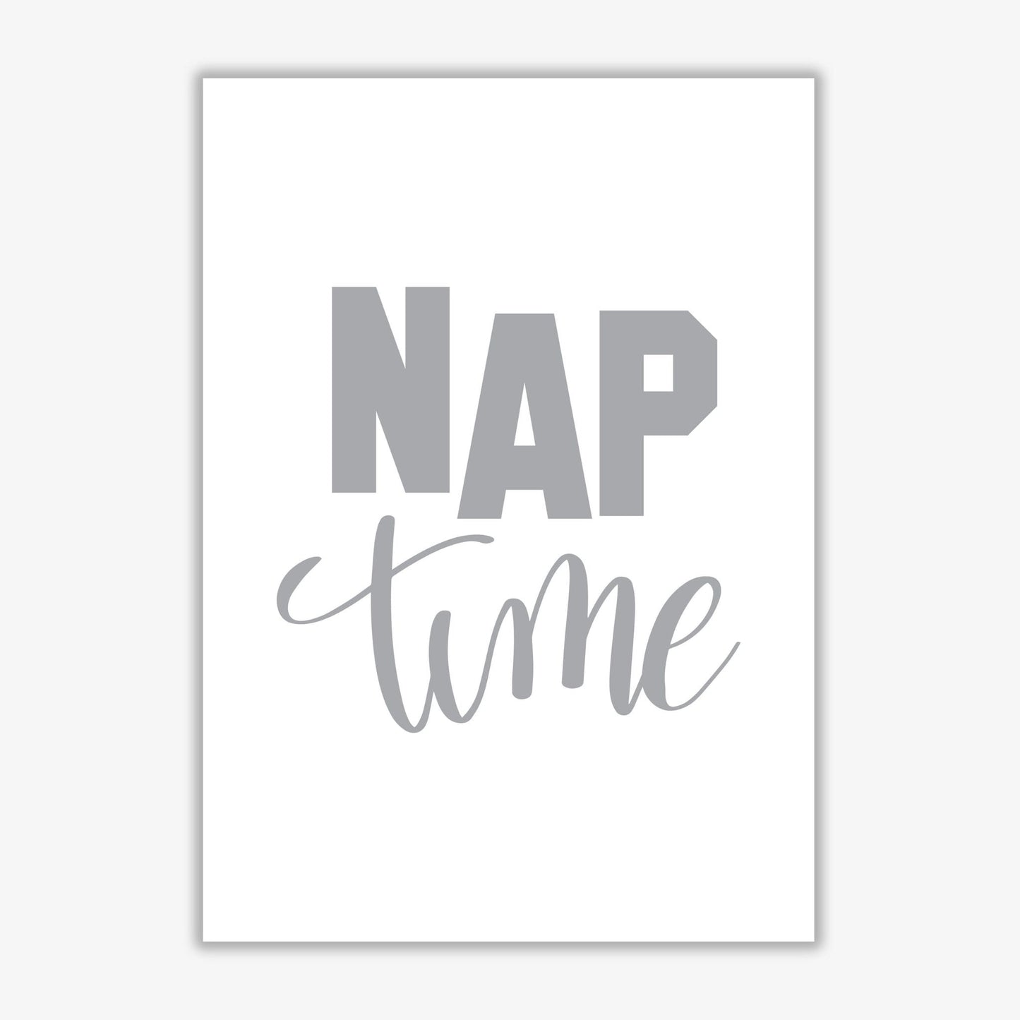 Nap time grey modern fine art print, framed typography wall art