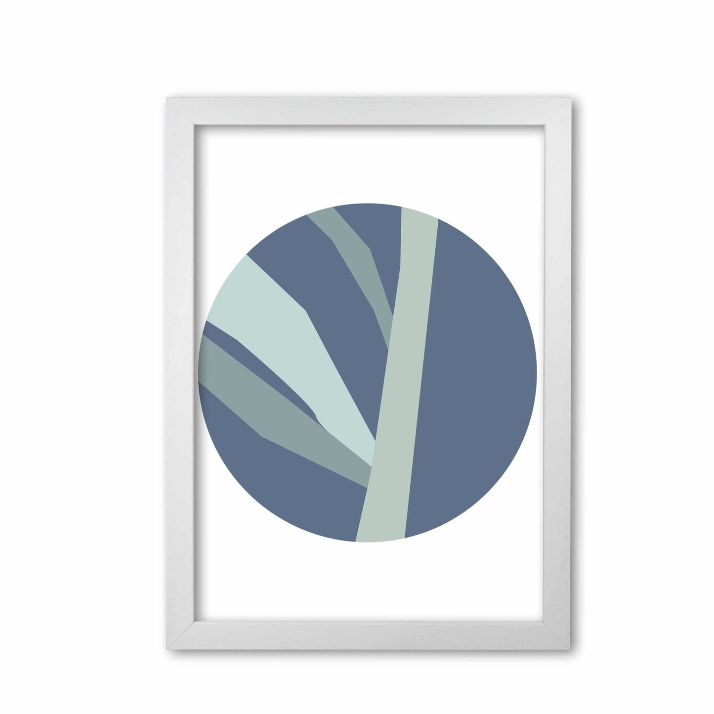 Navy abstract circle with branches modern fine art print