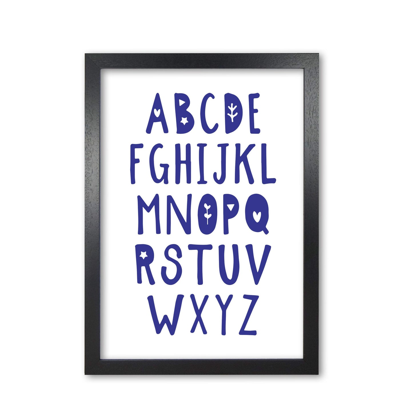 Navy alphabet modern fine art print, framed typography wall art