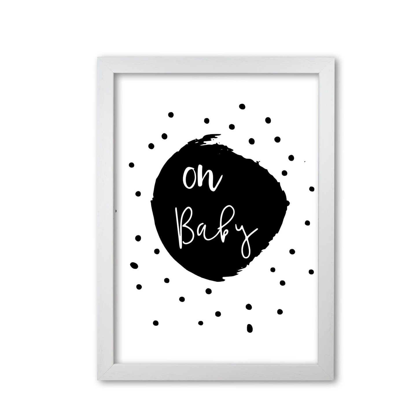 Oh baby black modern fine art print, framed typography wall art
