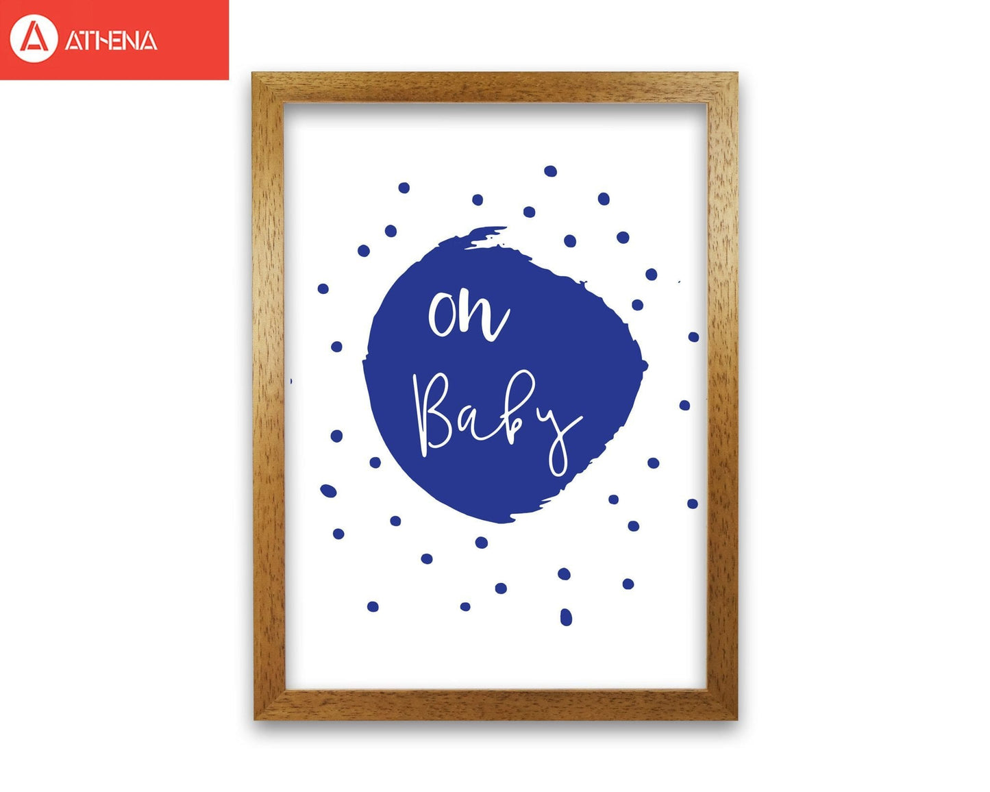 Oh baby navy modern fine art print, framed typography wall art