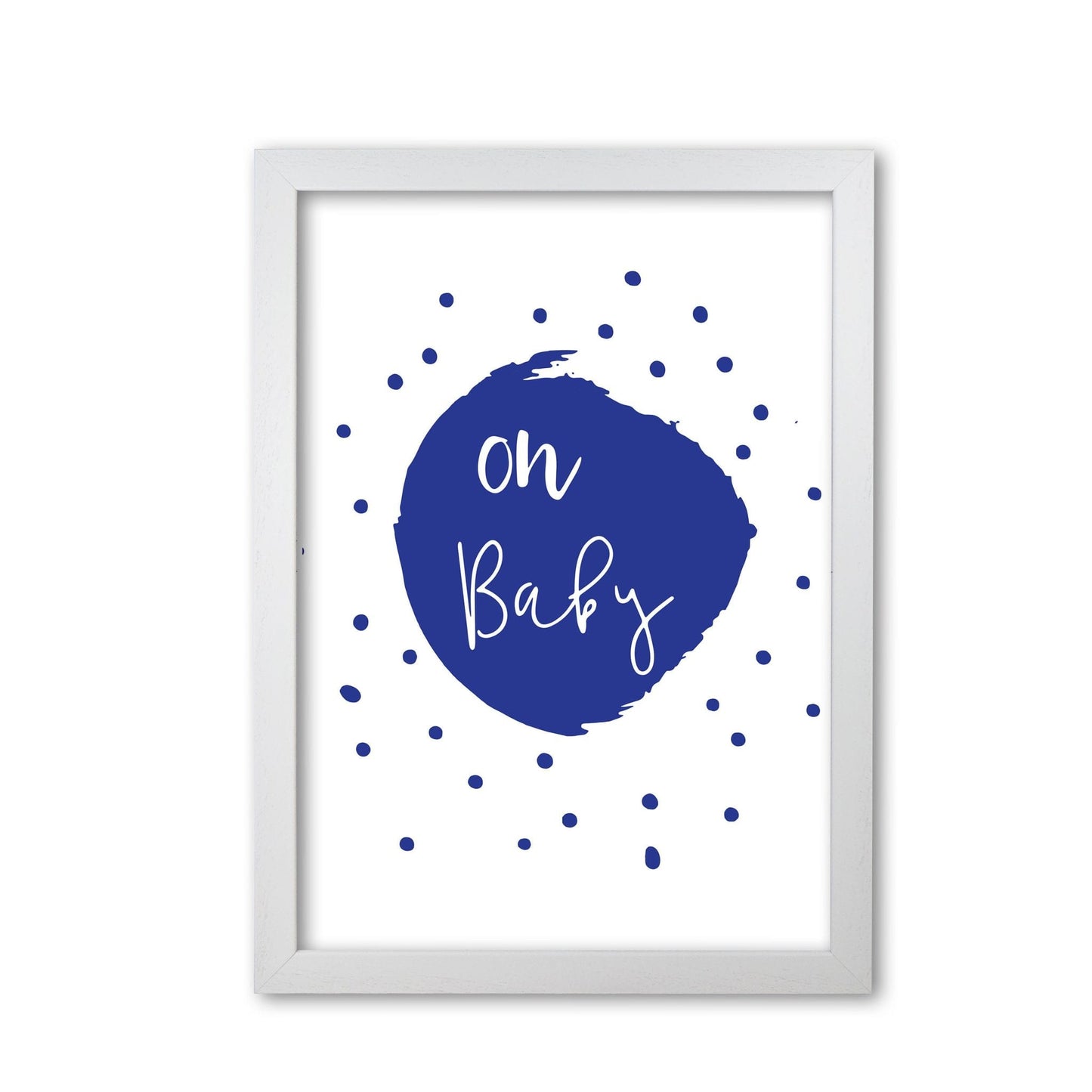 Oh baby navy modern fine art print, framed typography wall art