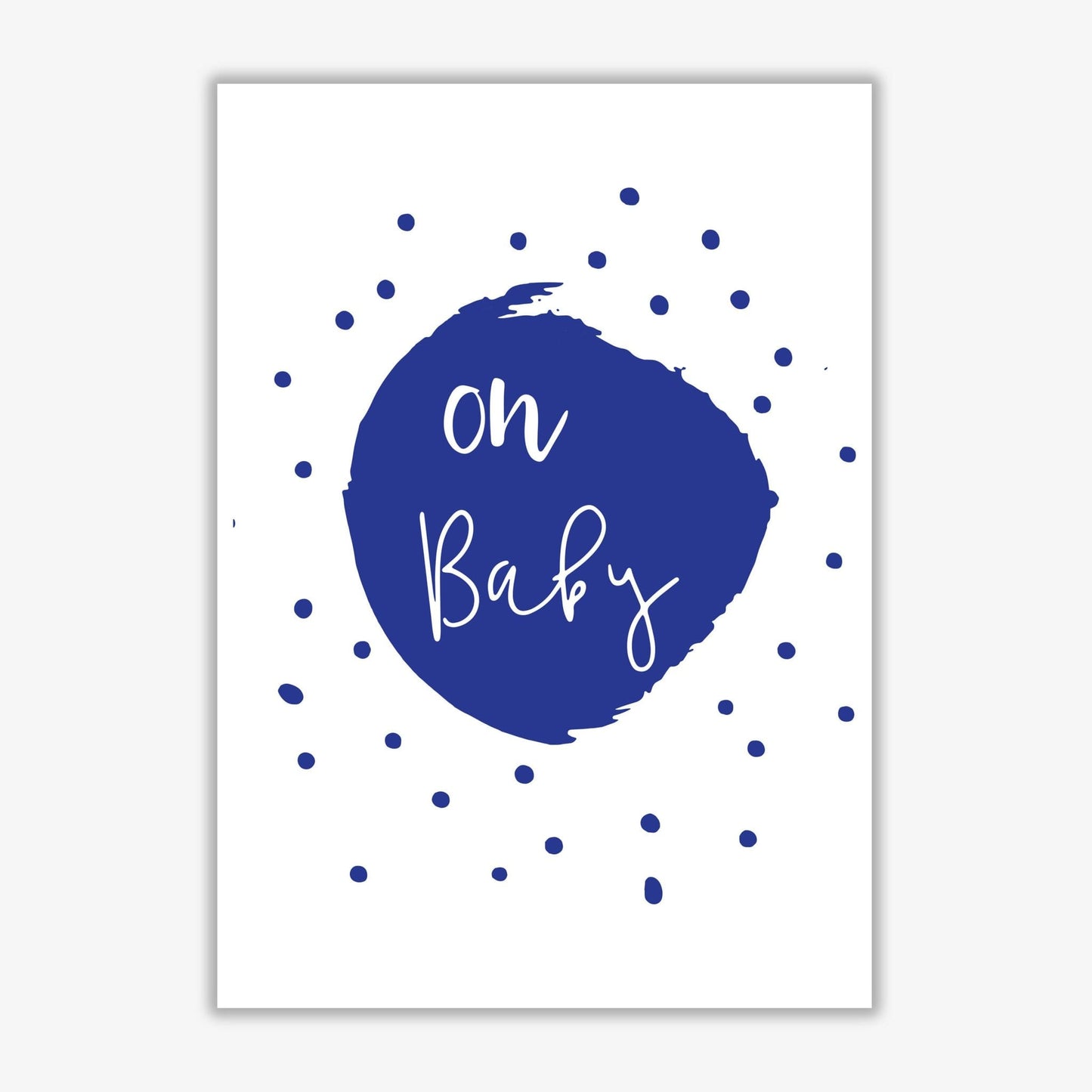 Oh baby navy modern fine art print, framed typography wall art