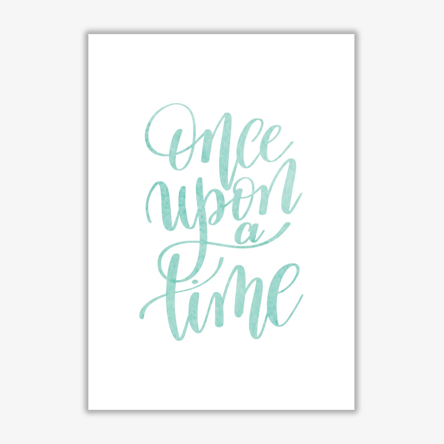 Once upon a time mint watercolour modern fine art print, framed typography wall art