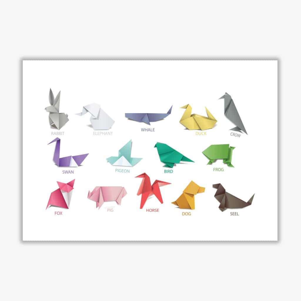 Origami animals modern fine art print