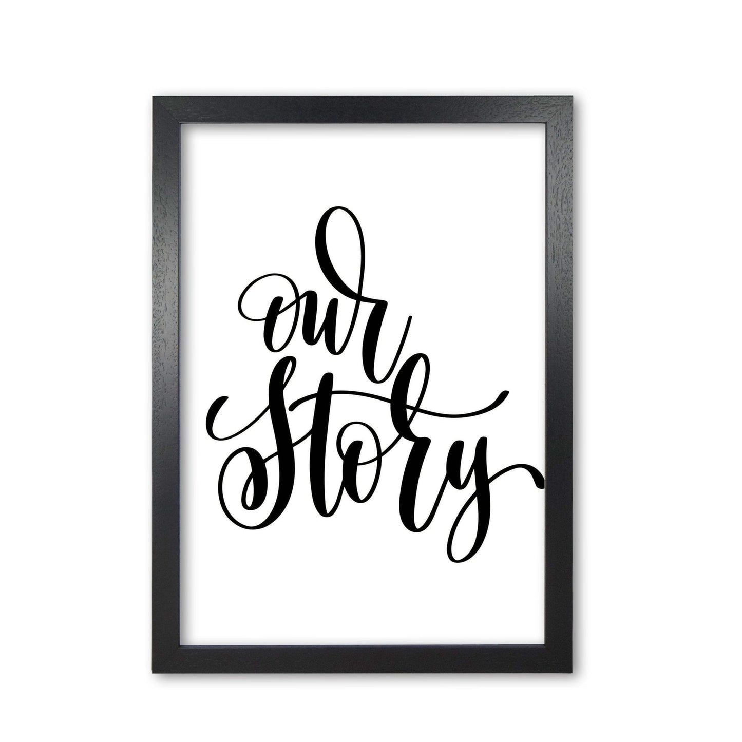Our story modern fine art print, framed typography wall art