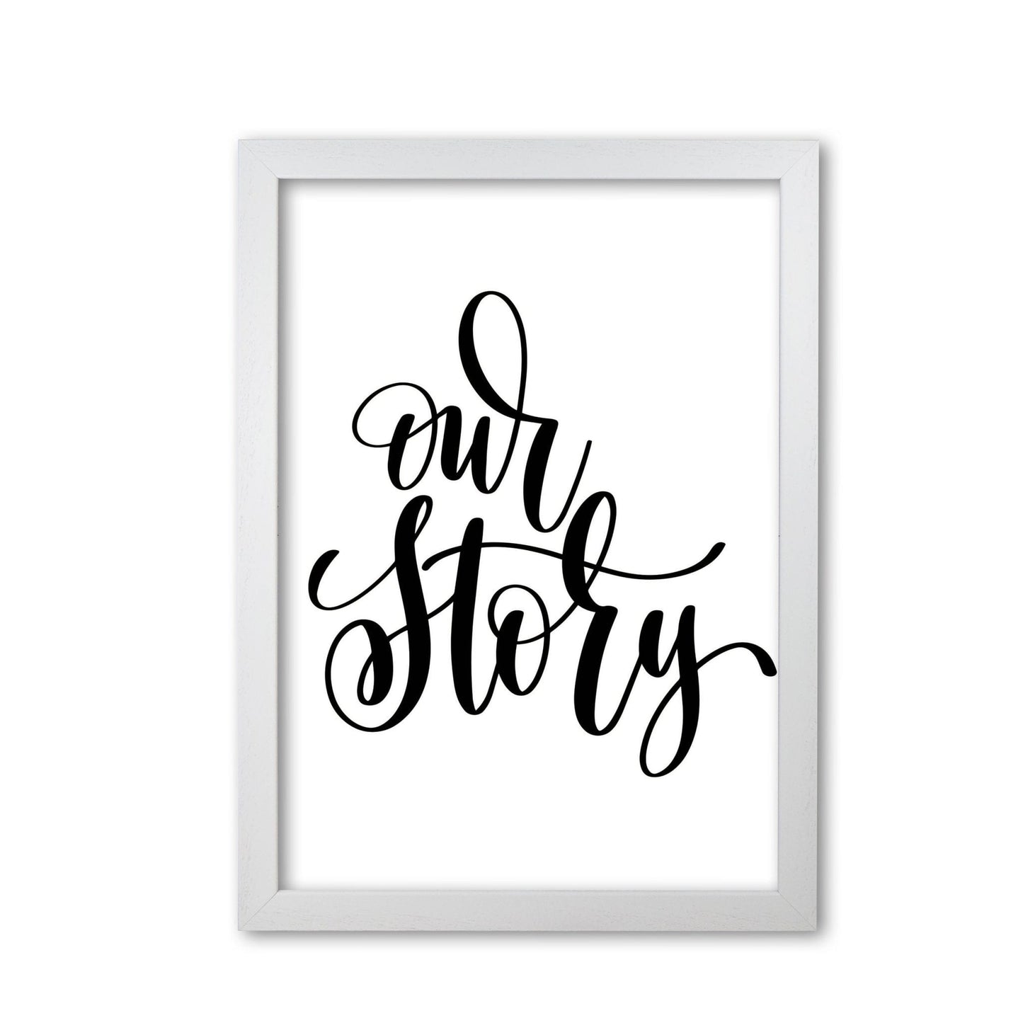 Our story modern fine art print, framed typography wall art