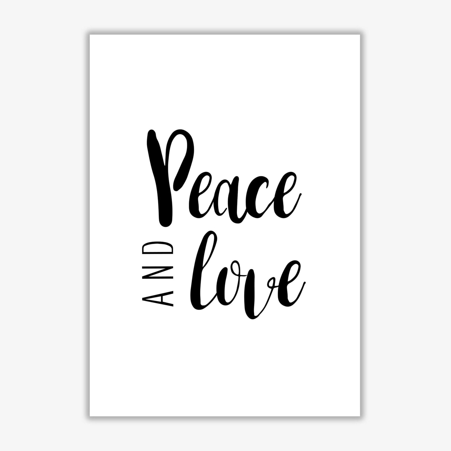 Peace and love modern fine art print, framed typography wall art