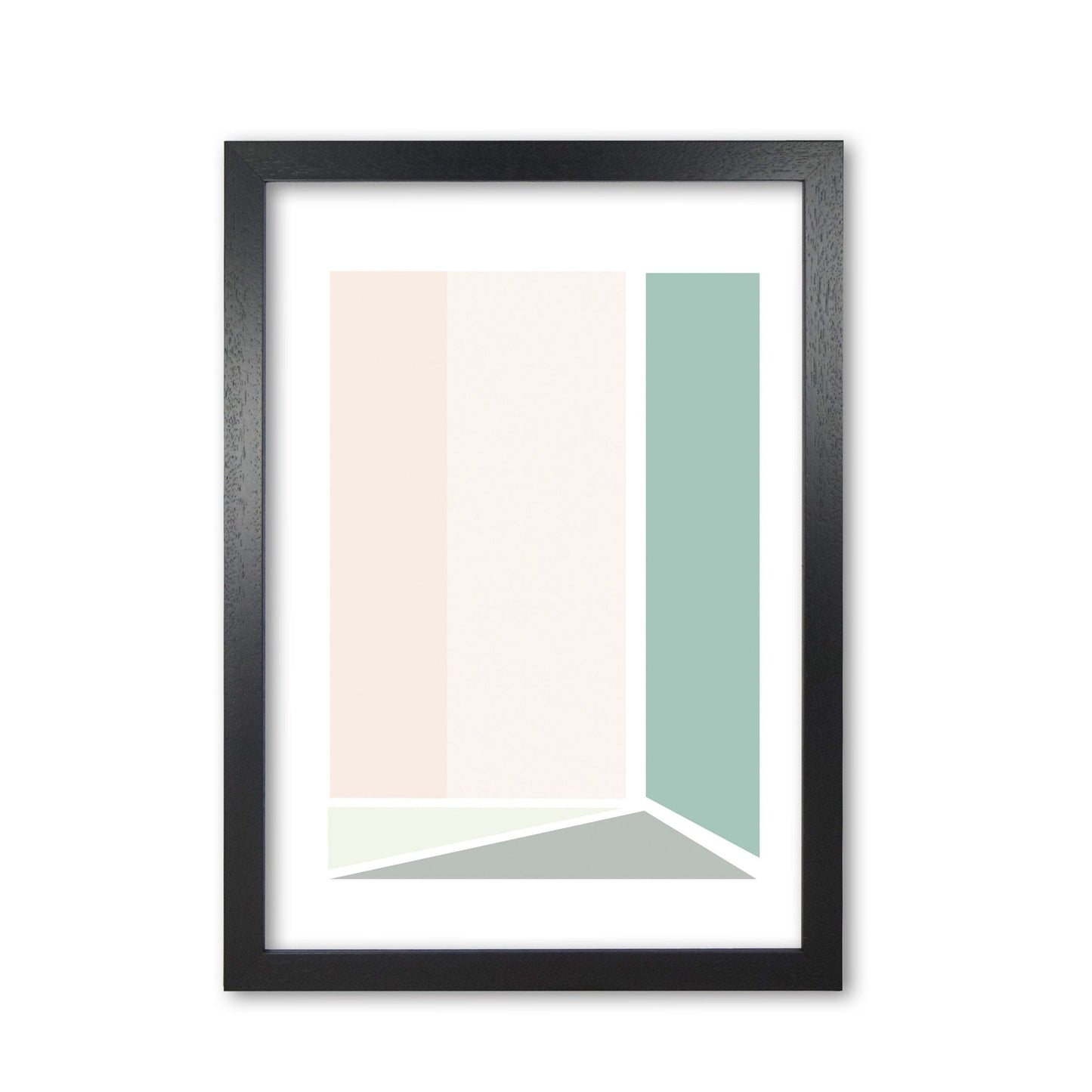 Peach, green and grey abstract rectangle modern fine art print