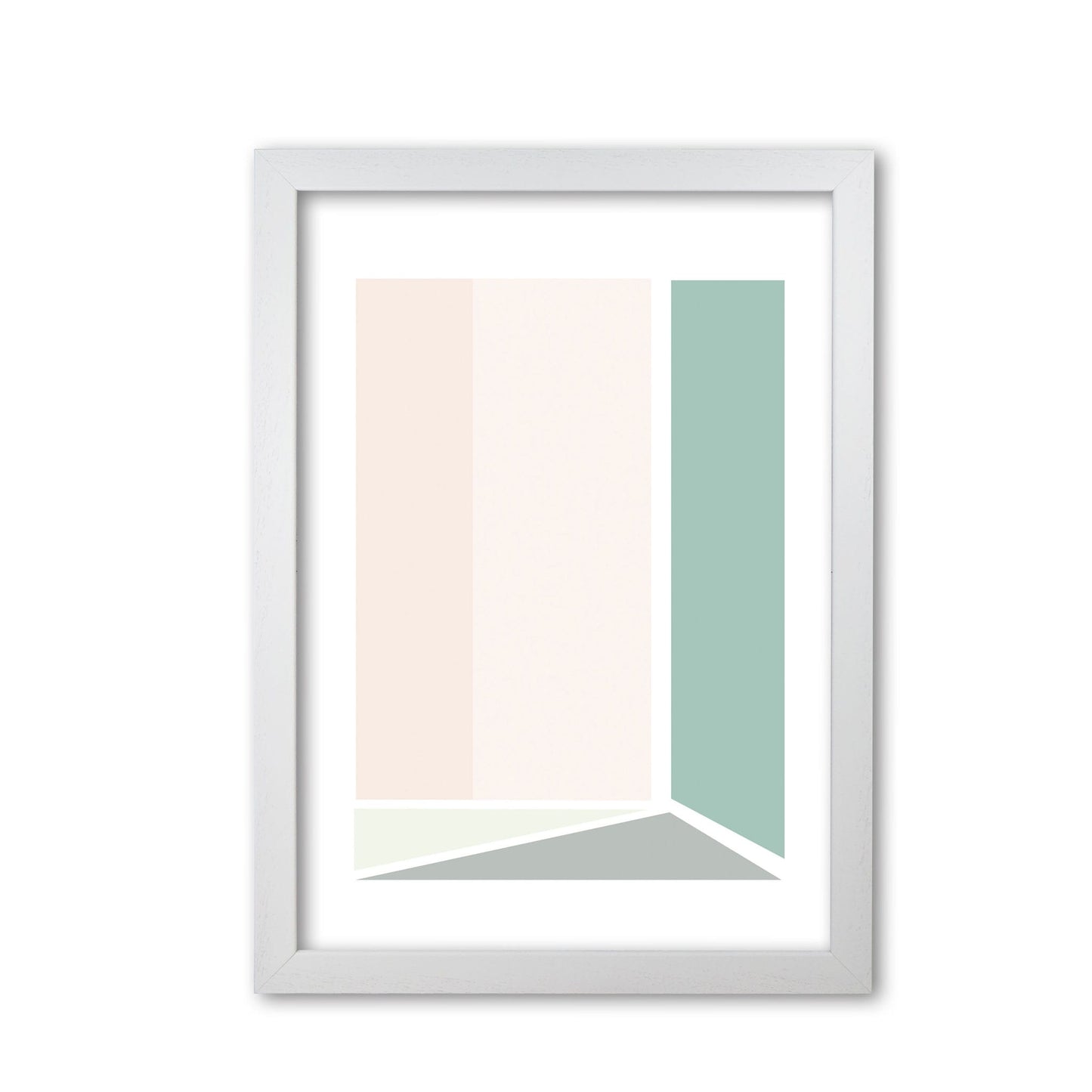 Peach, green and grey abstract rectangle modern fine art print