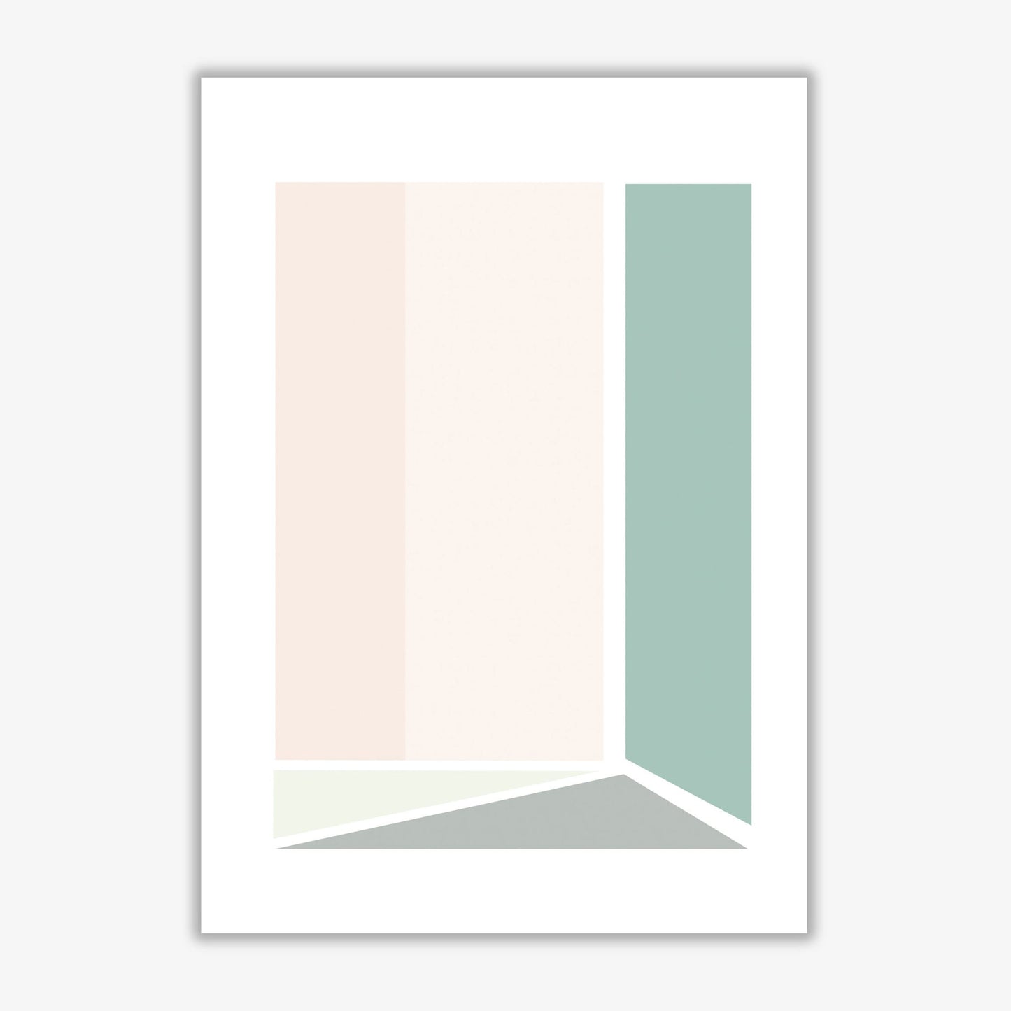 Peach, green and grey abstract rectangle modern fine art print