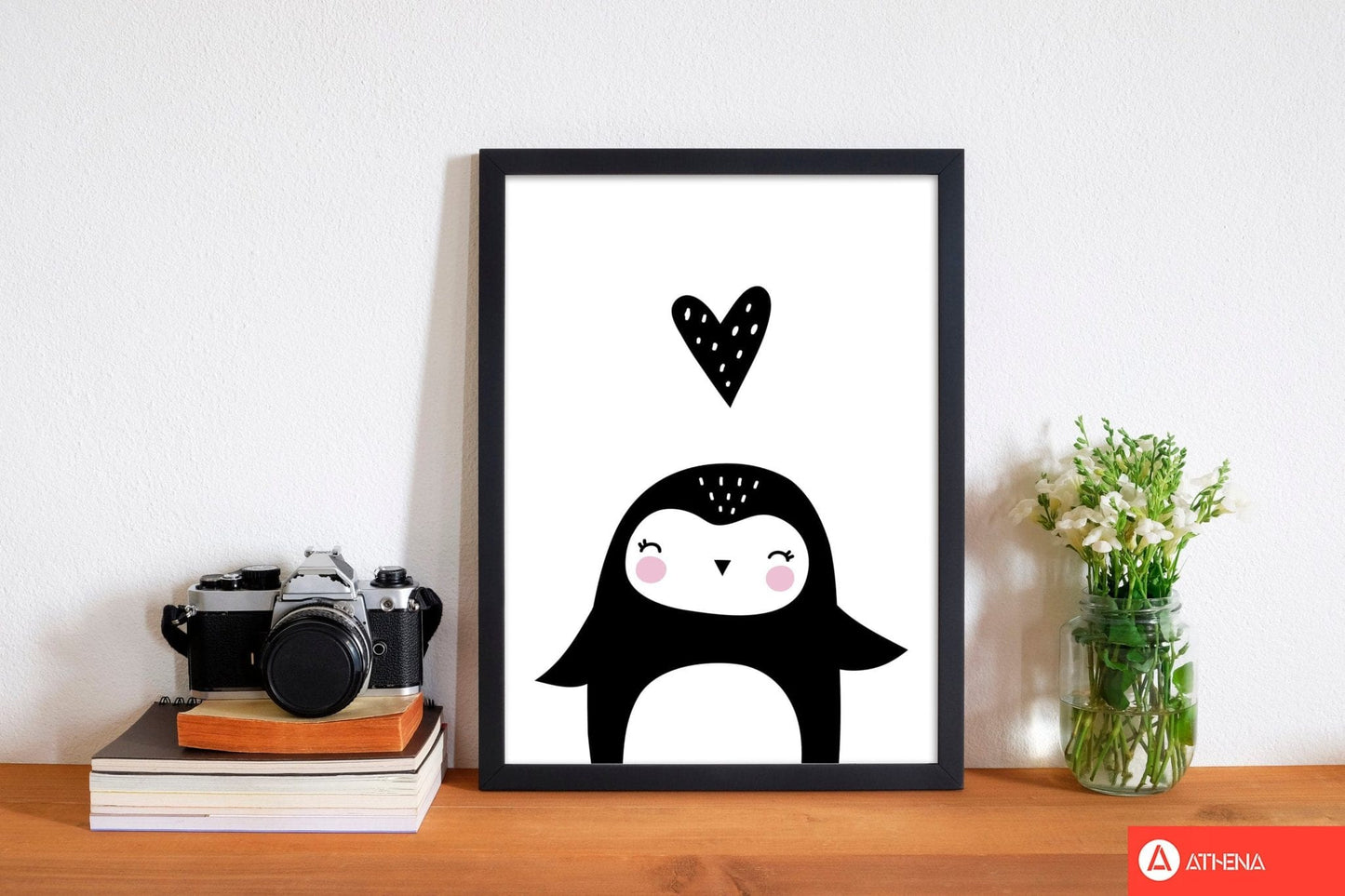 Penguin and heart modern fine art print