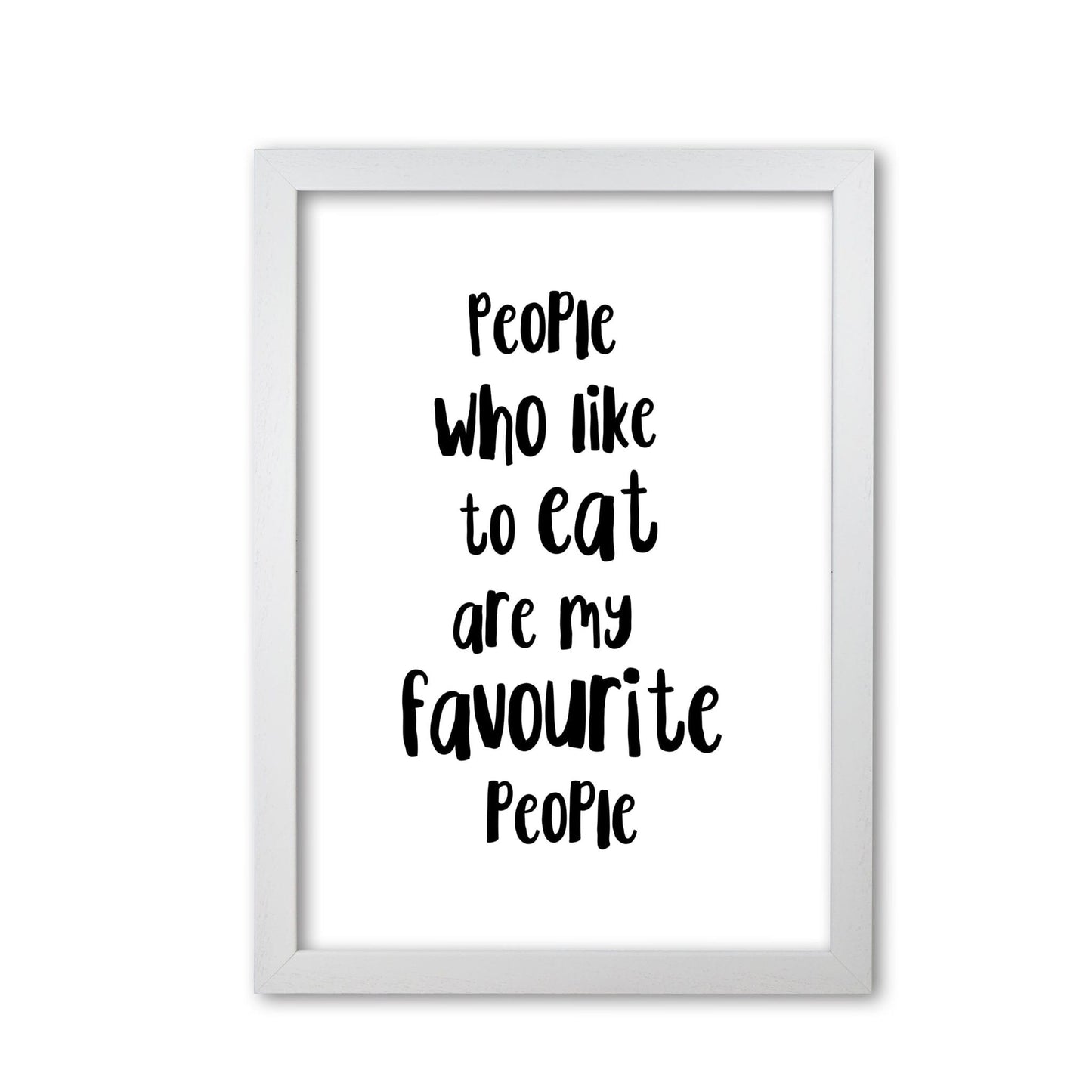 People who like to eat modern fine art print, framed typography wall art