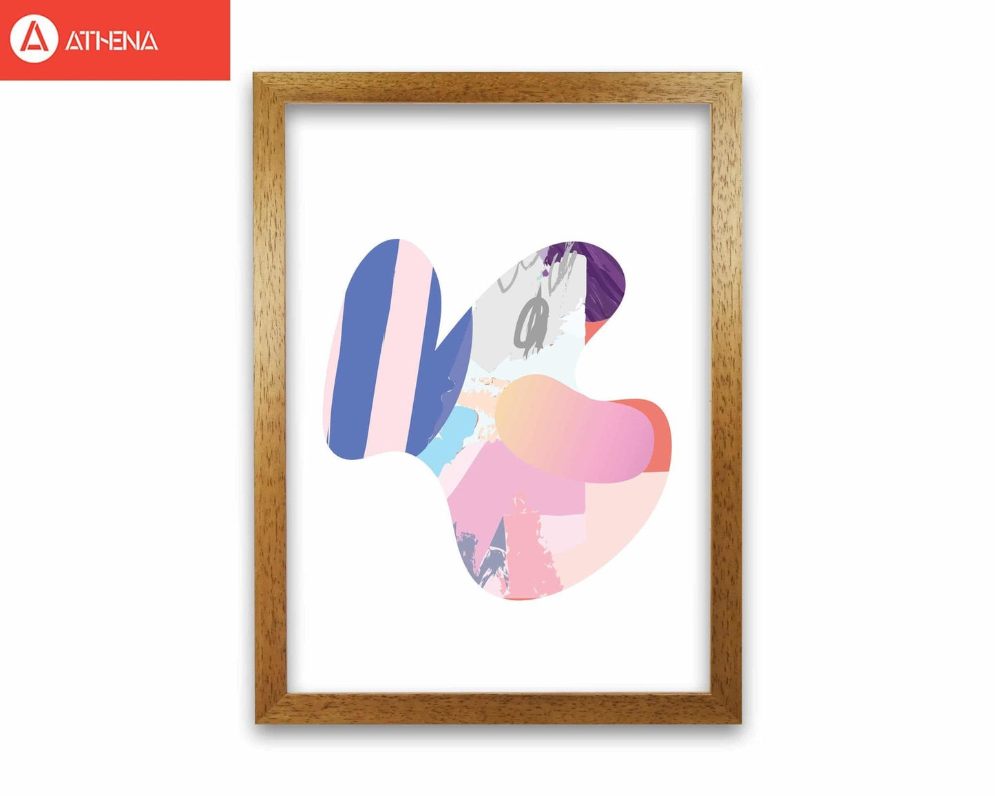 Pink abstract butterfly shape modern fine art print